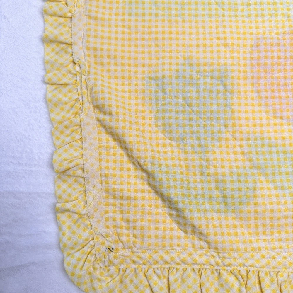 VTG That's Our Baby Crib Quilt Blanket Teddy Bear Bunny Duck Ruffle Trim Nursery